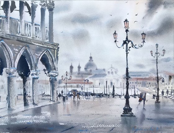 Rain in St. Mark's Square, Venice
