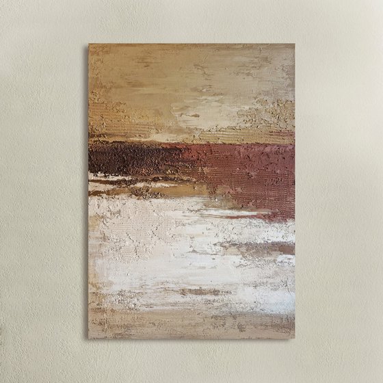 "Umber" Abstract brown cream textured art