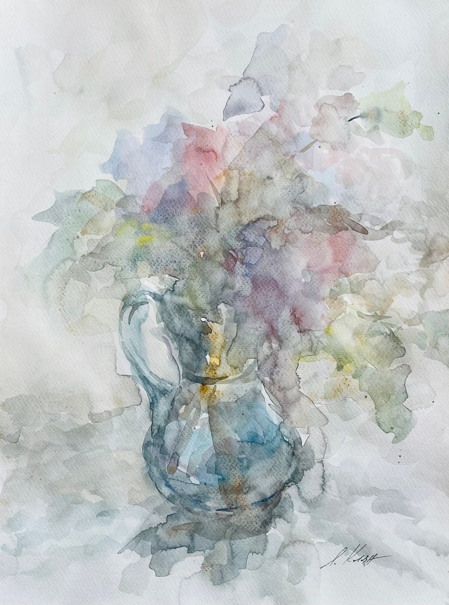 Abstract Still Life Painting By Elena Klyan, 12 X 16, Abstract Bouquet 30X40 Cm 2025, Original Artwork