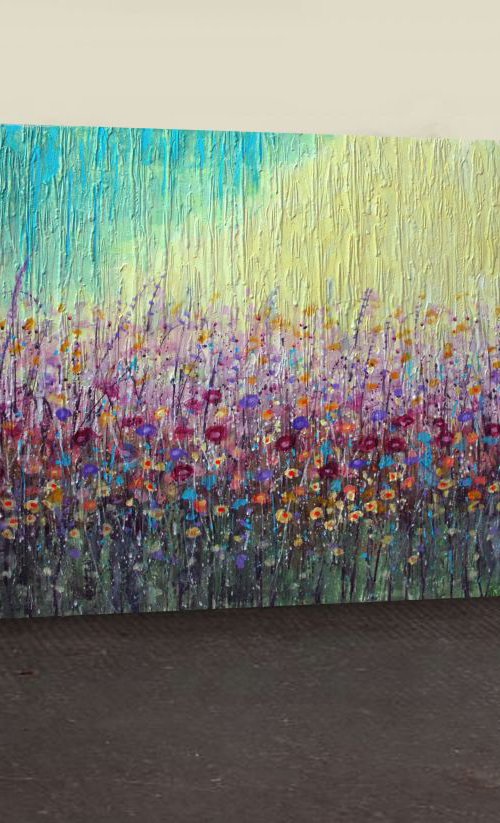 Abstract flowers 55x28 inches by Vishalandra Dakur