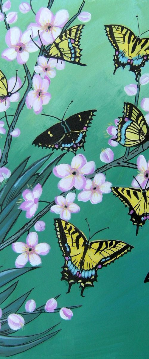 Swallowtails with blossom by Mary Stubberfield