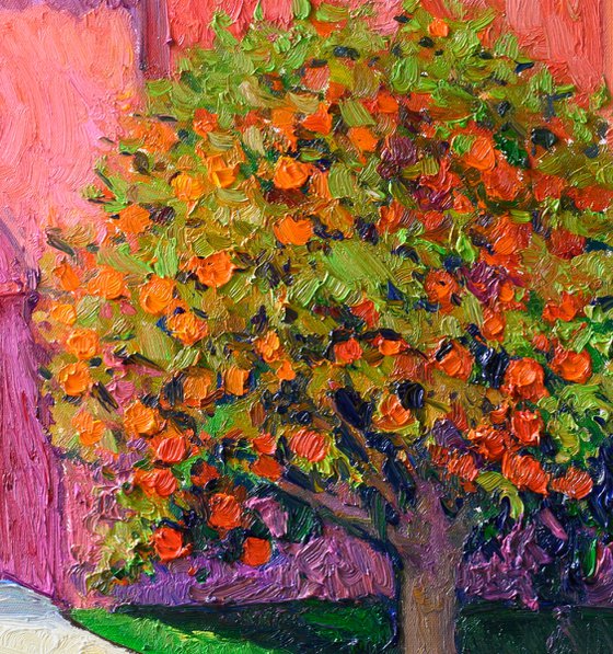 Orange Tree and Pink House