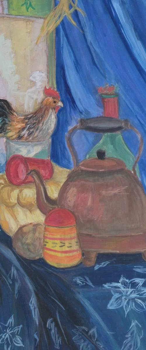 still life with rooster by Sara Radosavljevic