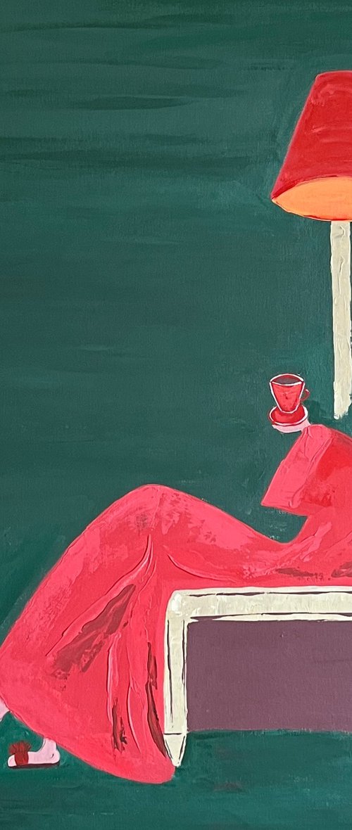 Woman with Cat original Painting by Halyna Kirichenko