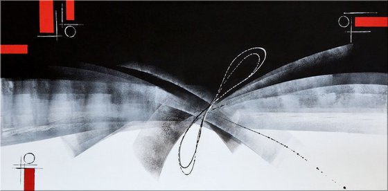 Take Me To Infinity - Large abstract art – Black & White Art - Expressions of energy and light.