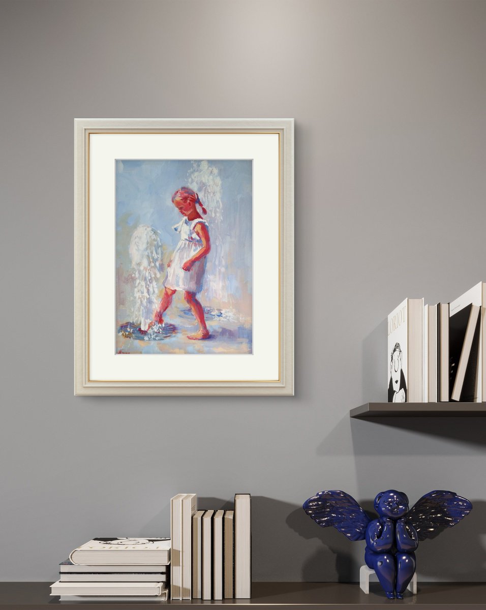 Expressive Portrait Painting By Ann Krasikova, 12 X 17, Splash Of Joy, Original Artwork