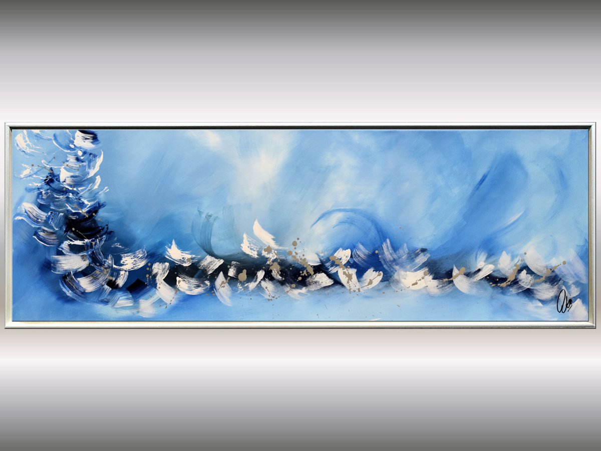 Blue Symphony II- Abstract Art - Acrylic Painting - Canvas Art - Framed Painting - Abstrac... by Edelgard Schroer