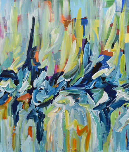 Sunshine coming throuth - Large colorful abstract by Olga Tkachyk