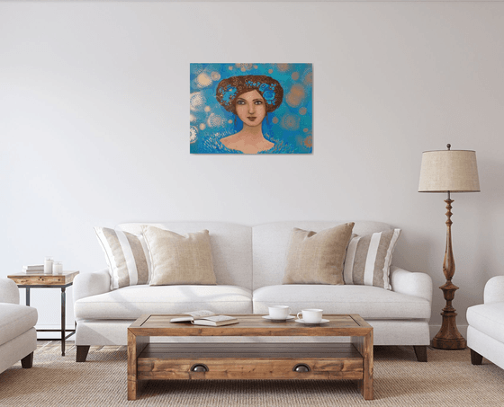 Reserved for Stacy The blue muse 60 x 81 cm