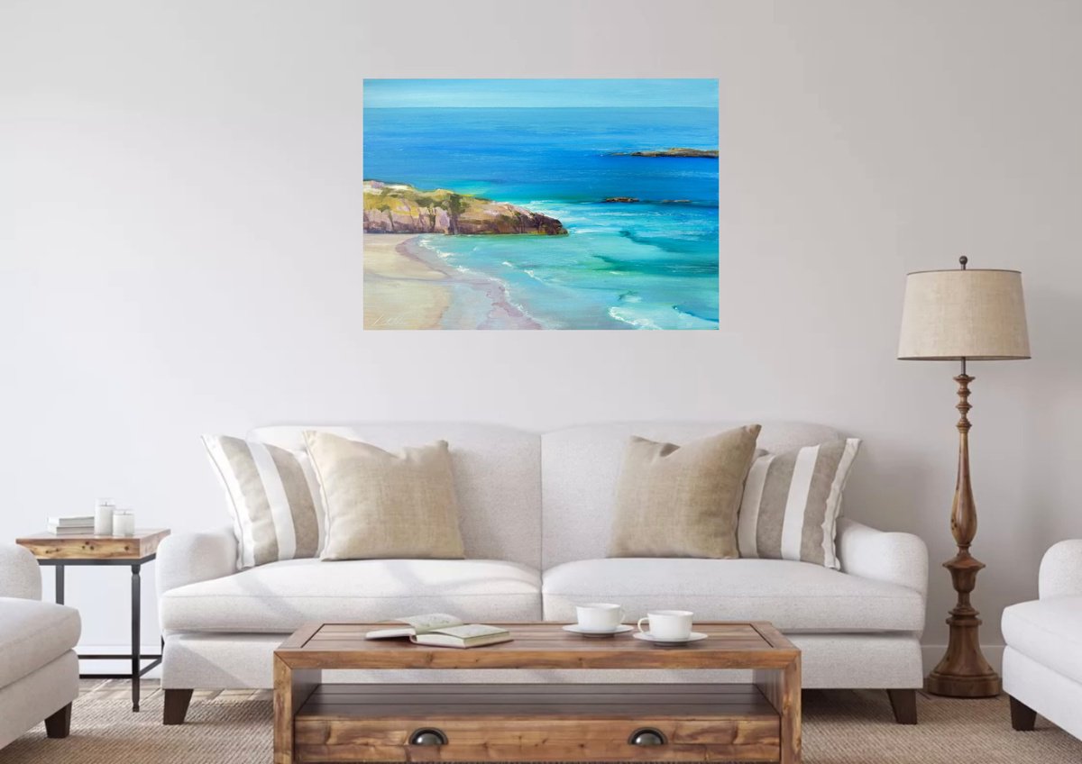 Photorealistic Oil Painting , Blue Blue Sea By Olha Laptieva, 27 X 20, Artwork For Sale On Artfinder