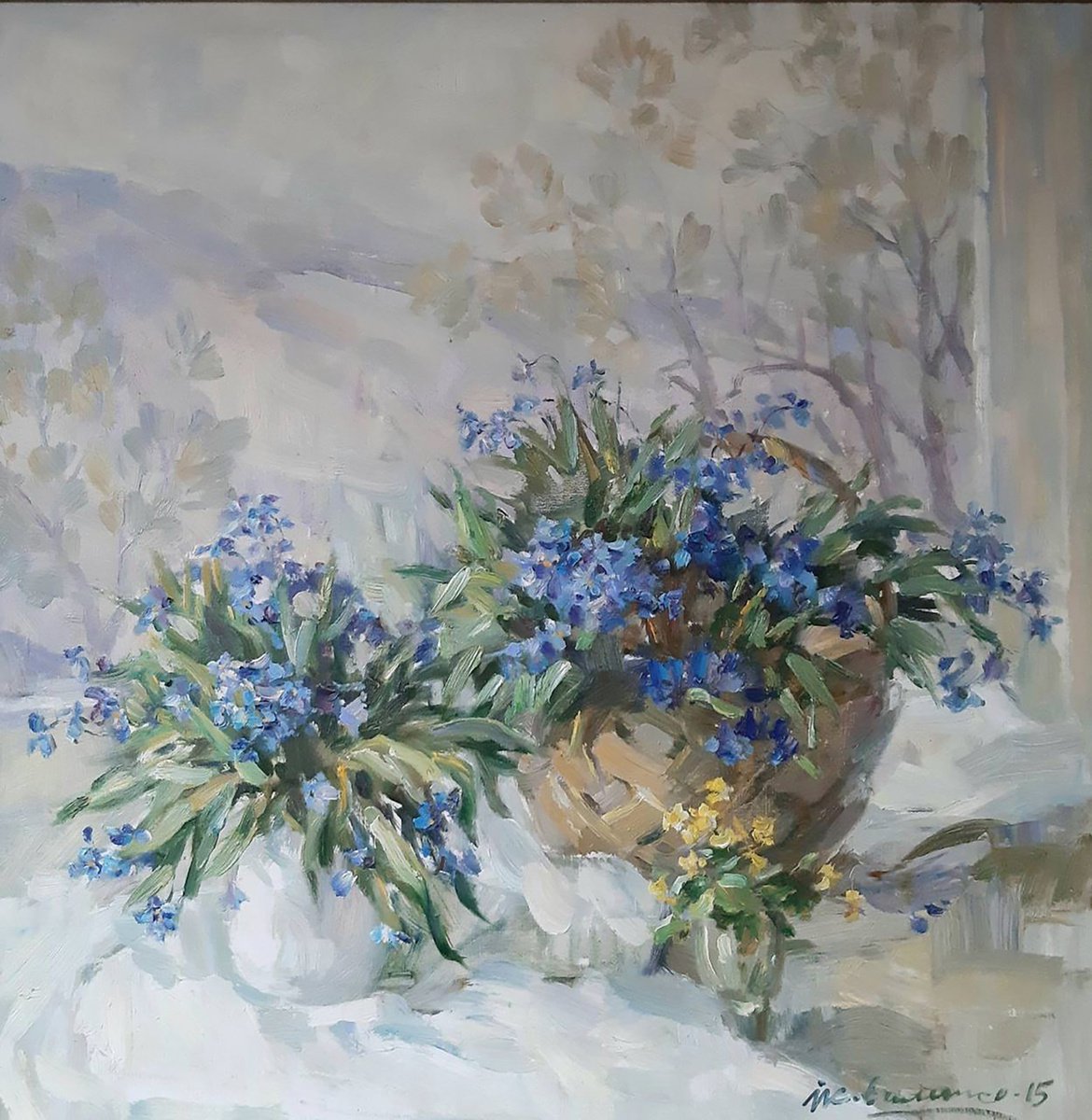 Impressionistic Still Life Oil Painting By Ivan Kovalenko, 24 X 24, Bouquet Of Flowers, Original Artwork