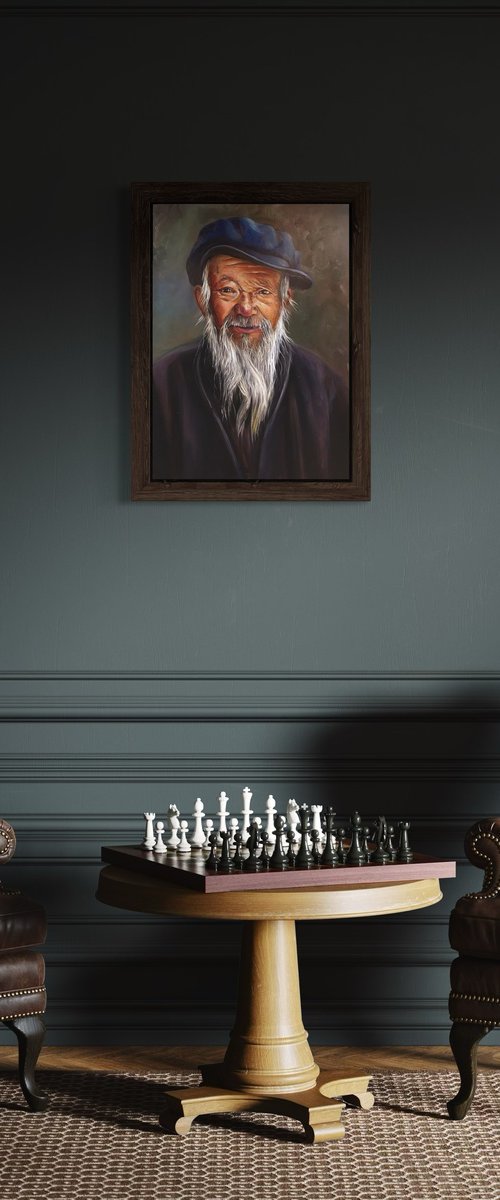 Old man with hat by Jennie Smallenbroek