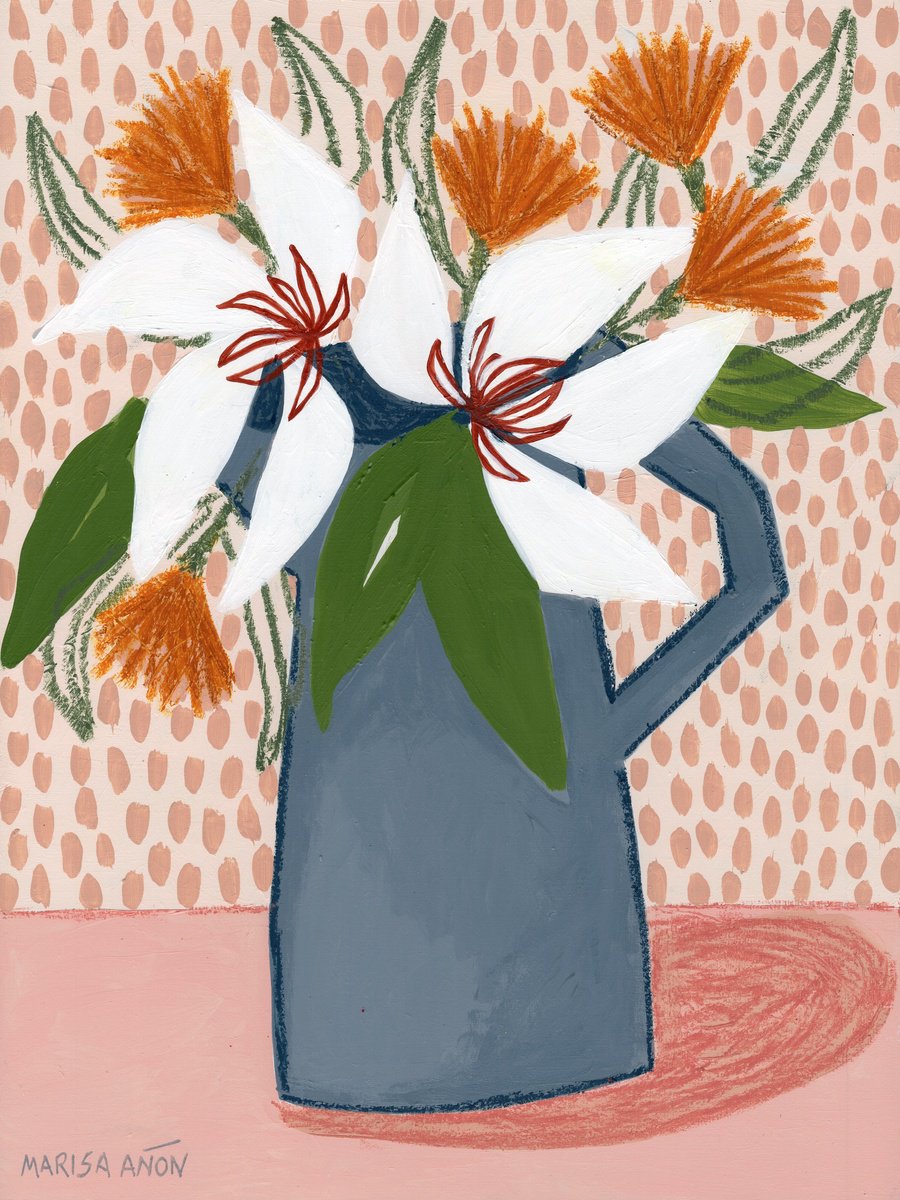 Still Life Painting By Marisa Anon, 13 X 17", "Spring Florals 31", Original Artwork