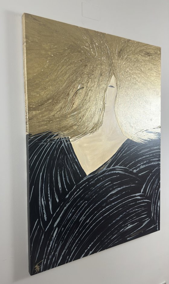 "Doree " - Gold Figurative Portrait