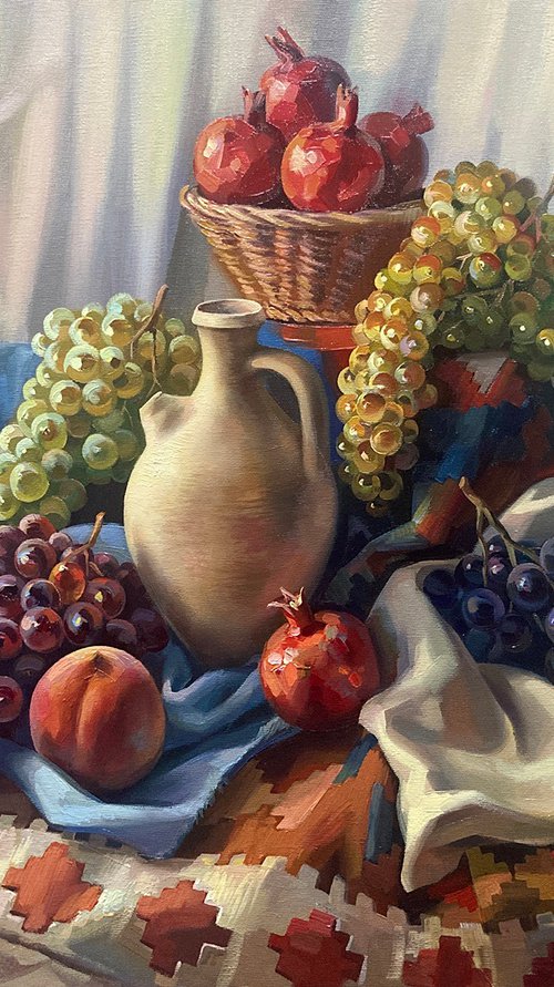 Grapes and a jug by Meruzhan Khachatryan