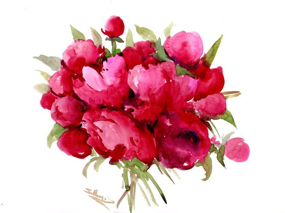 Burgundy Peony Flowers