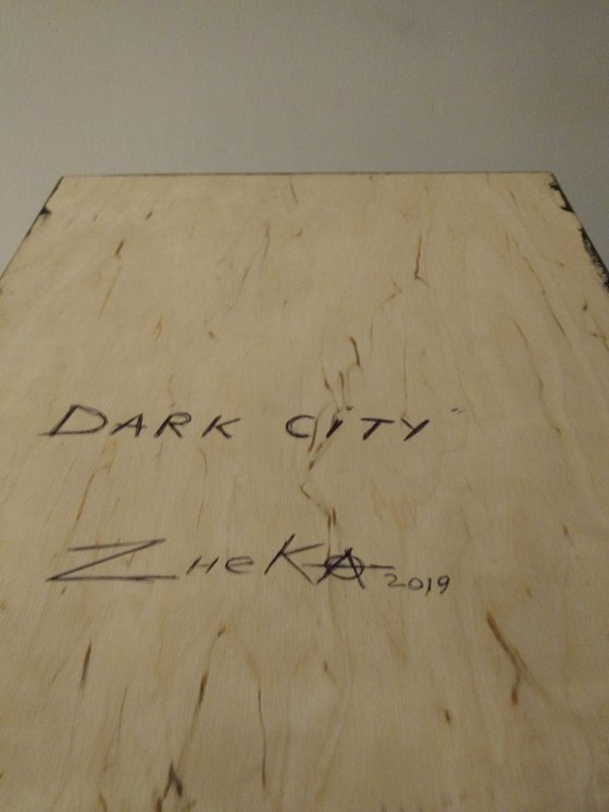 Dark City. original mixed media painting with texture