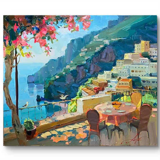 Breakfast on seaside of Italy