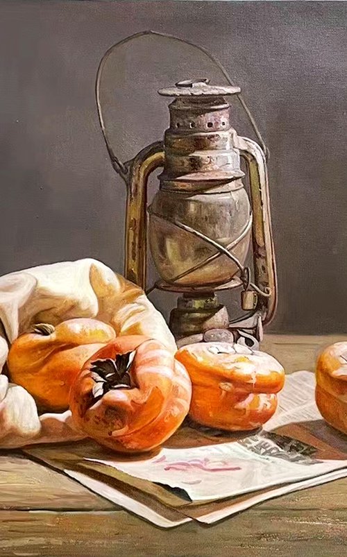 Still life:kerosene burner and persimmons by Kunlong Wang