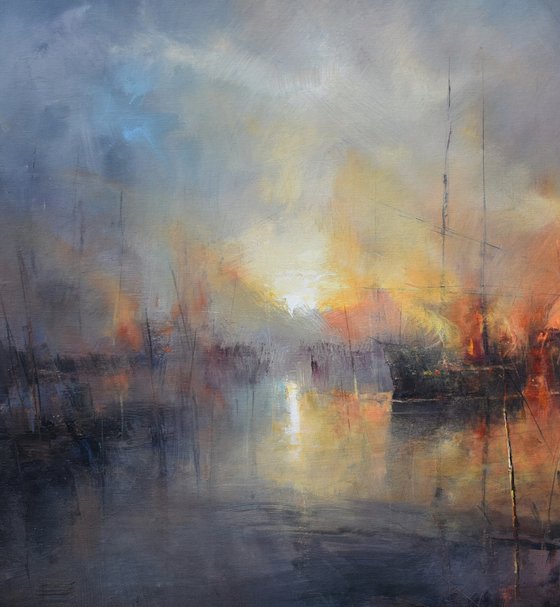 " Harbor of destroyed dreams - Morning After .... " W 125 x H 100 cm