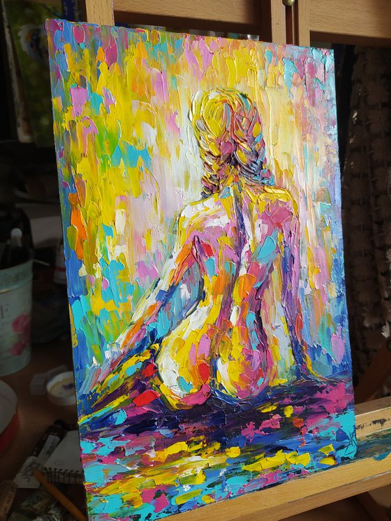 Сalmness - nude, erotic, body, woman, woman body, oil painting, a gift for him, gift for man, nu