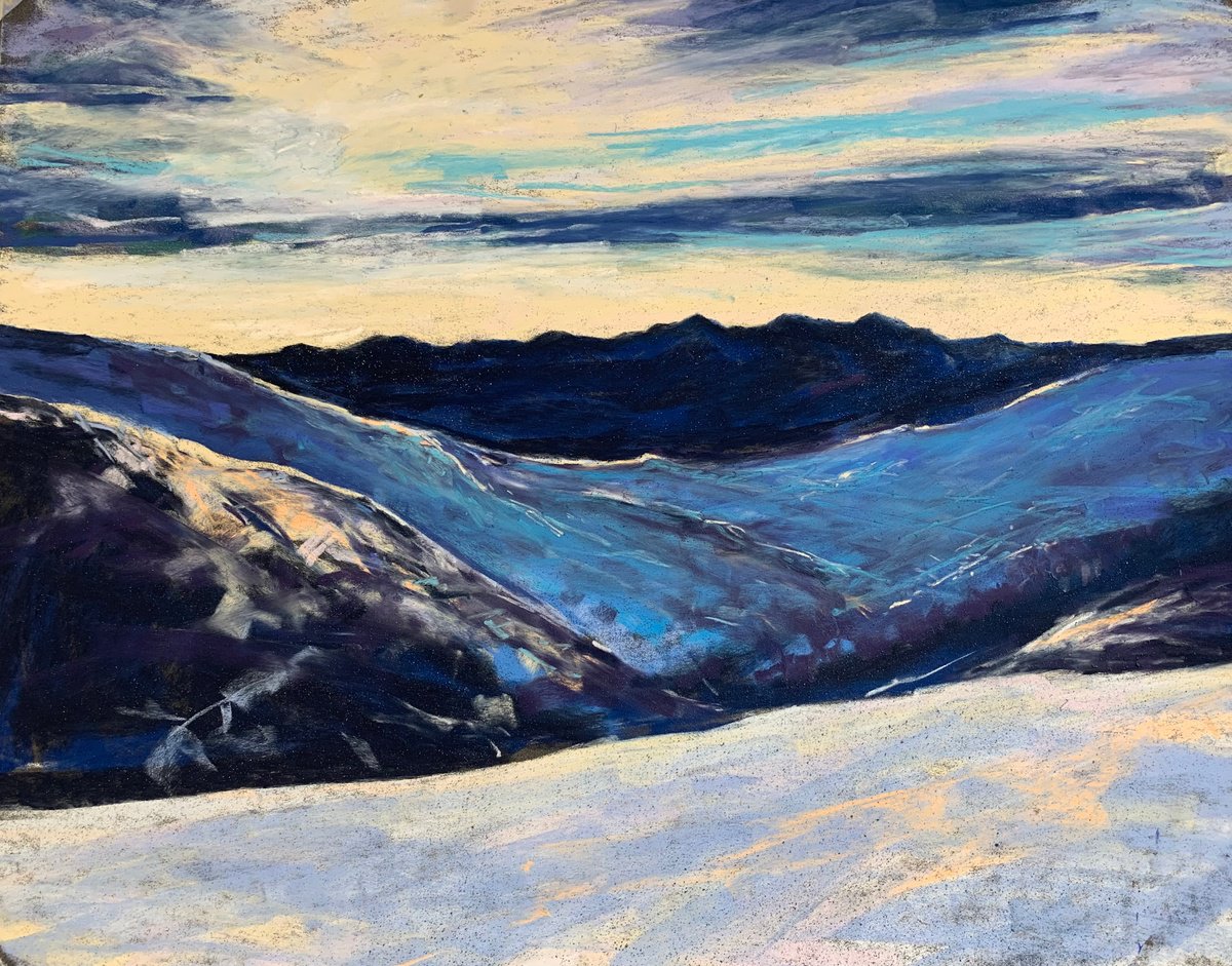Impressionistic Pastel Drawing , Mountain Light By Andrew Moodie, 18 X 14, Artwork For Sale On Artfinder