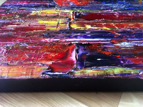 "Deep In Thought" - FREE WORLDWIDE SHIPPING - Original Large PMS Abstract Triptych Oil Paintings On Canvas - 60" x 20"