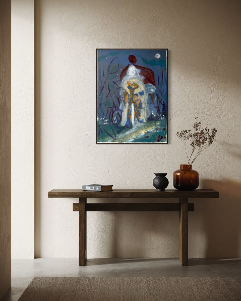 Moonlit Pilgrimage By Mengqiu Li, 12 X 16, Artwork For Sale On Artfinder