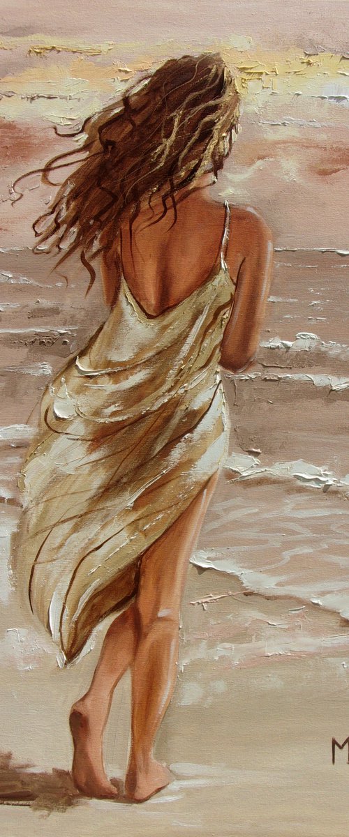 " WHAT A DAY " SEA original painting palette knife GIFT MODERN URBAN ART OFFICE ART DECOR HOME DECOR GIFT IDEA by Monika Luniak