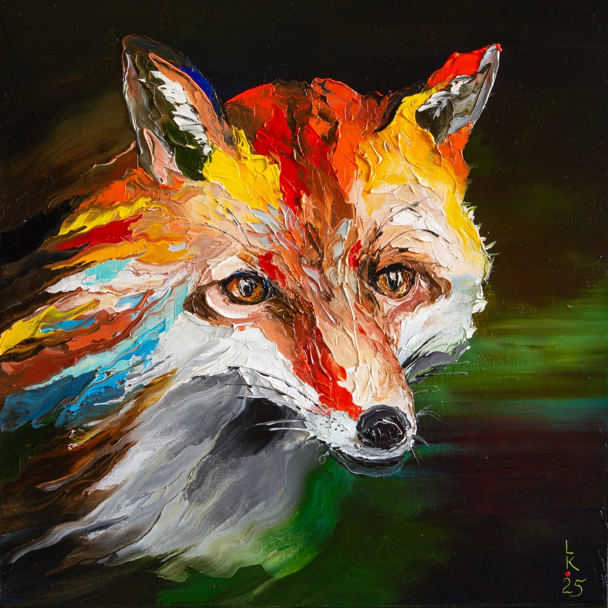 Impressionistic Animal Oil Painting By Liubov Kuptsova, 20 X 20", Motion And Stillness, Original Artwork