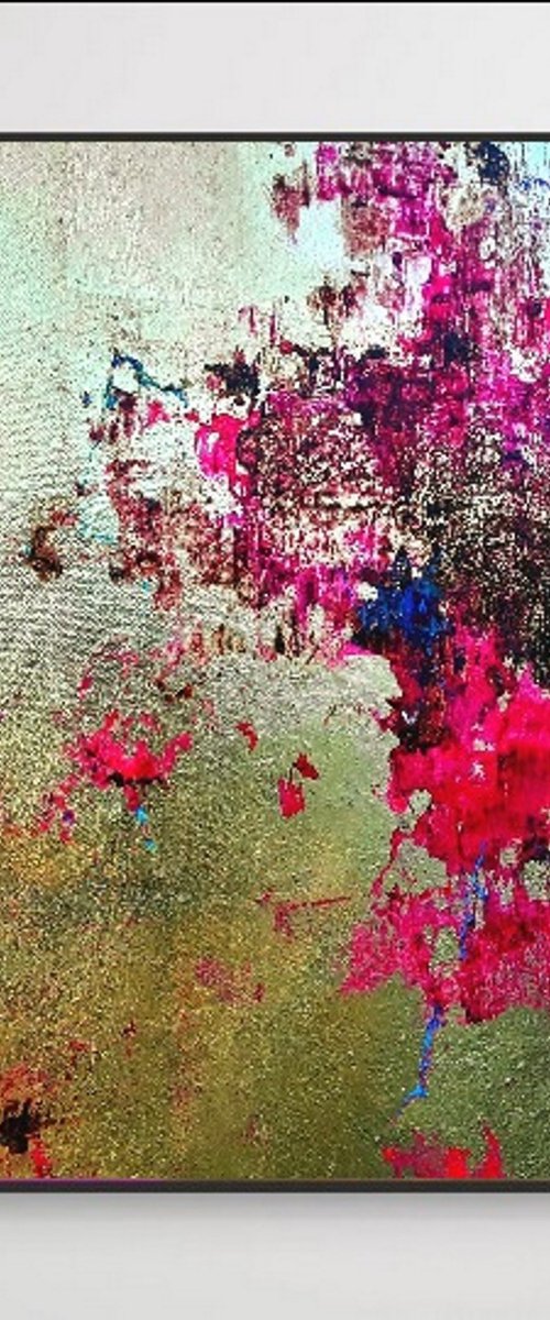 Gold  abstract painting  #0014. by Olena Topliss