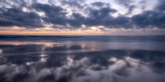 Hayle and Godrevy beach reflection at Sunset