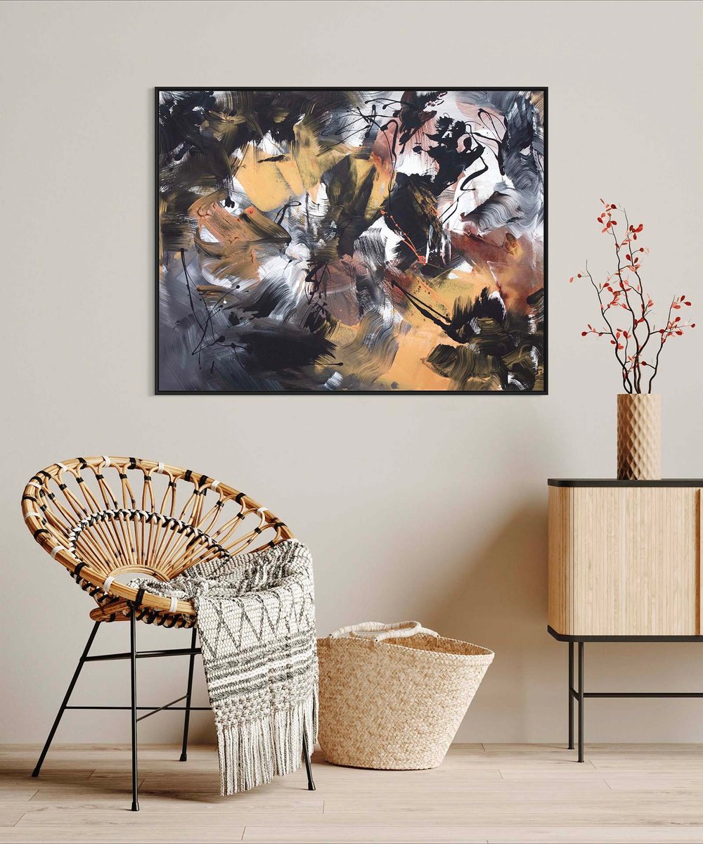 Abstract Acrylic Painting By Paresh Nrshinga Frsa, 36 X 28", Firefly, Original Artwork