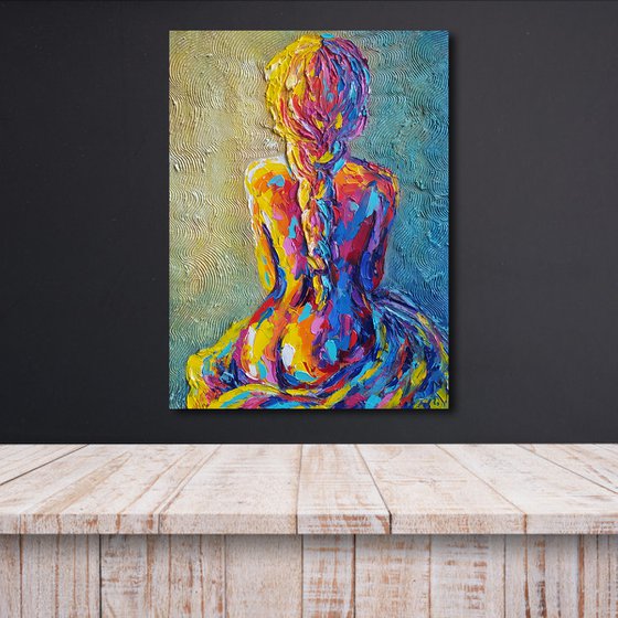 Heat from fire - woman body, nude, erotic, body, woman, woman body, oil painting, gift for him, gift for man, nu