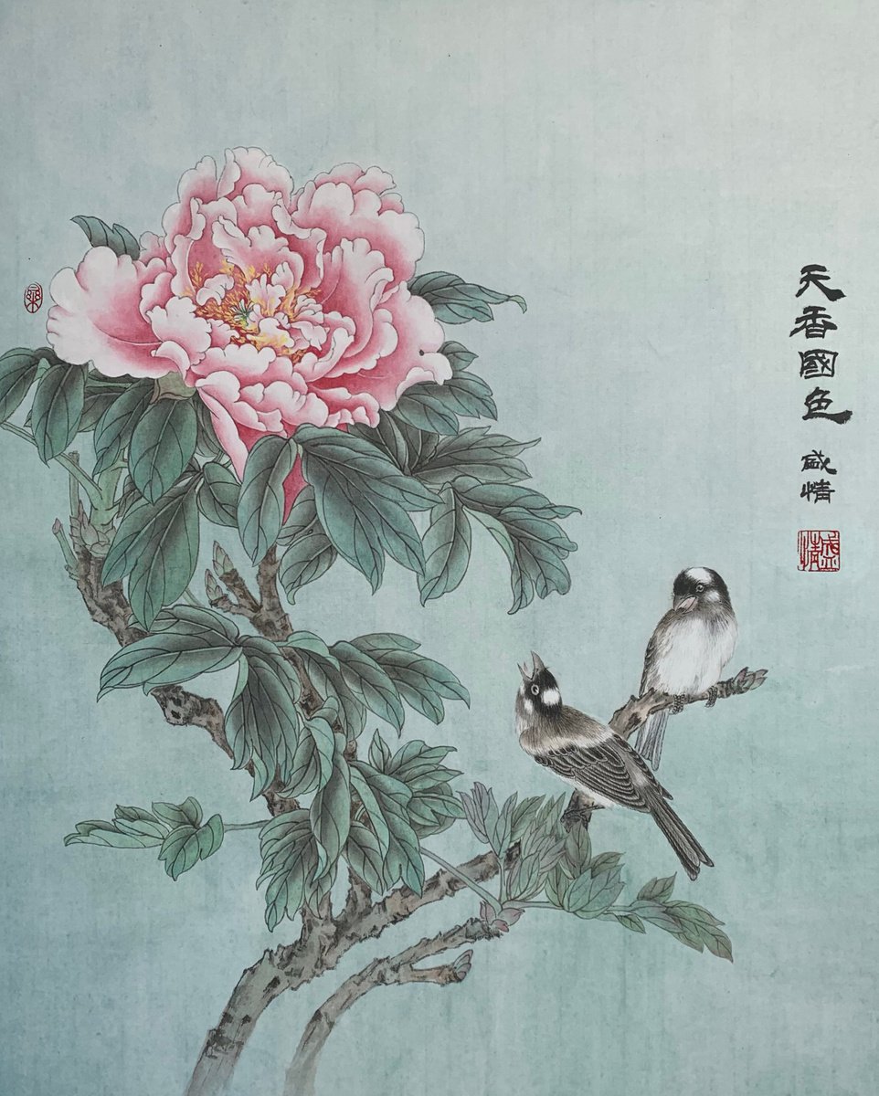 Eternal Prosperity, Eternal Love, Original Brush Painting by Fiona Sheng