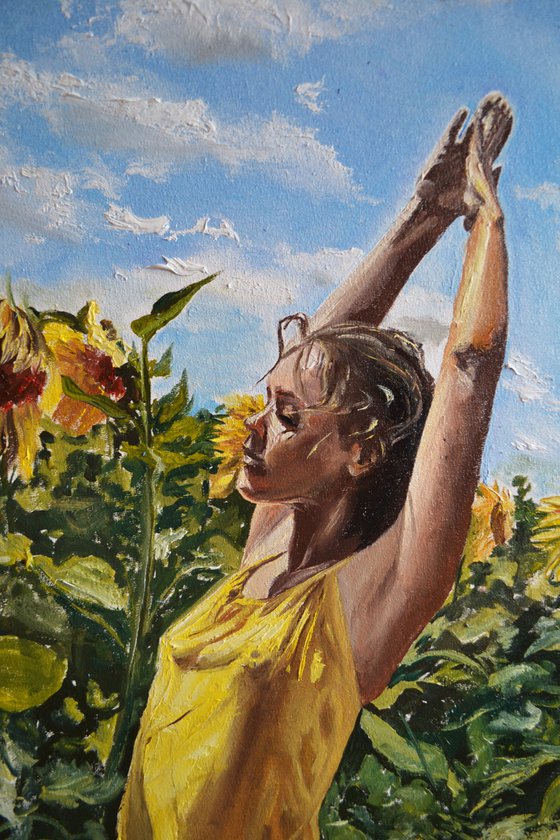 Self-portrait with Sunflowers