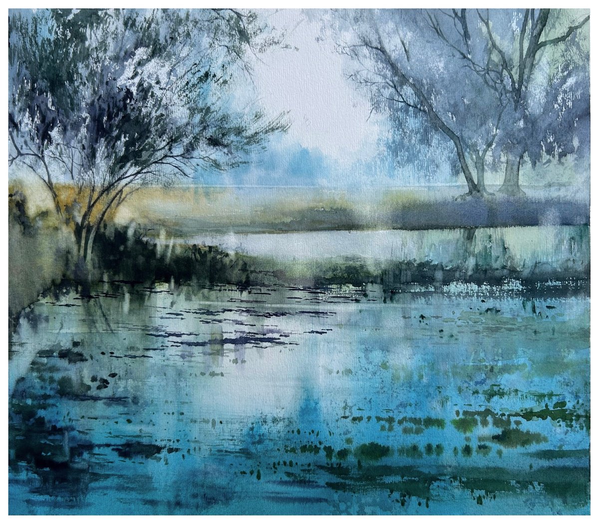 Impressionistic Landscape Watercolour By Nazar Grunyka, 13 X 12", Landscape, Original Artwork