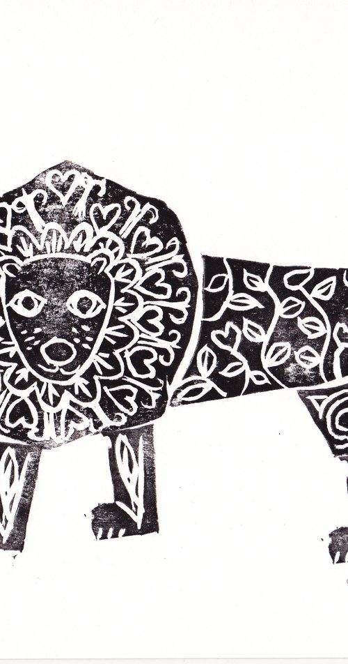 Lion -  Block Print by Catherine O’Neill