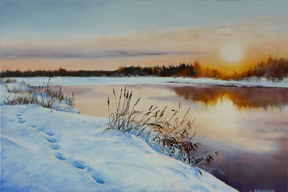 Winter Sunset on the River