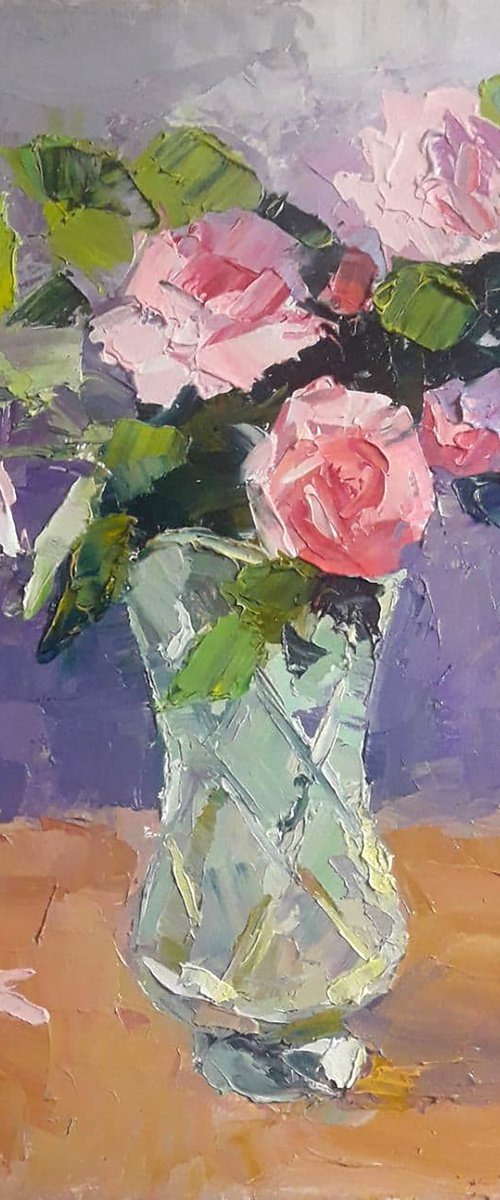 Tea roses by Boris Serdyuk