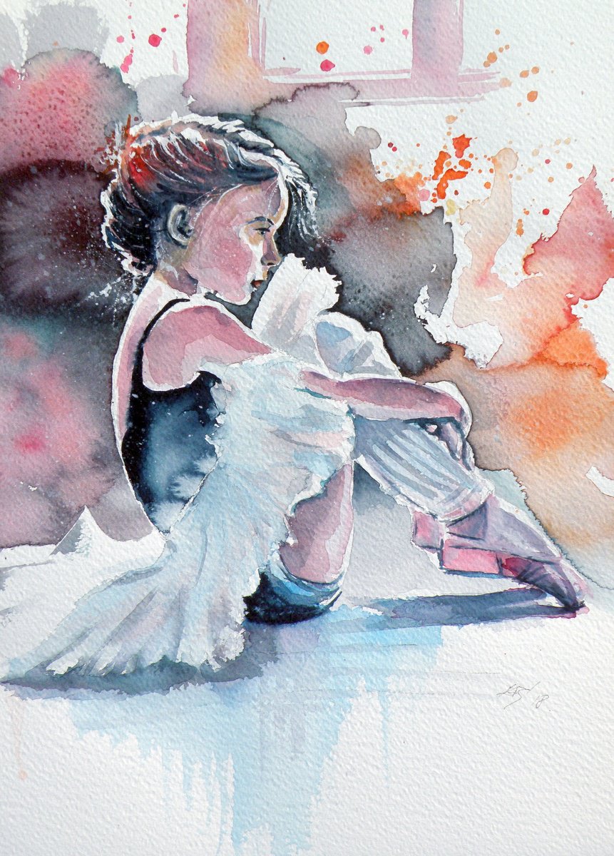 Impressionistic Watercolour , Ballerina By Kovacs Anna Brigitta, 10 X 15, Artwork For Sale On Artfinder