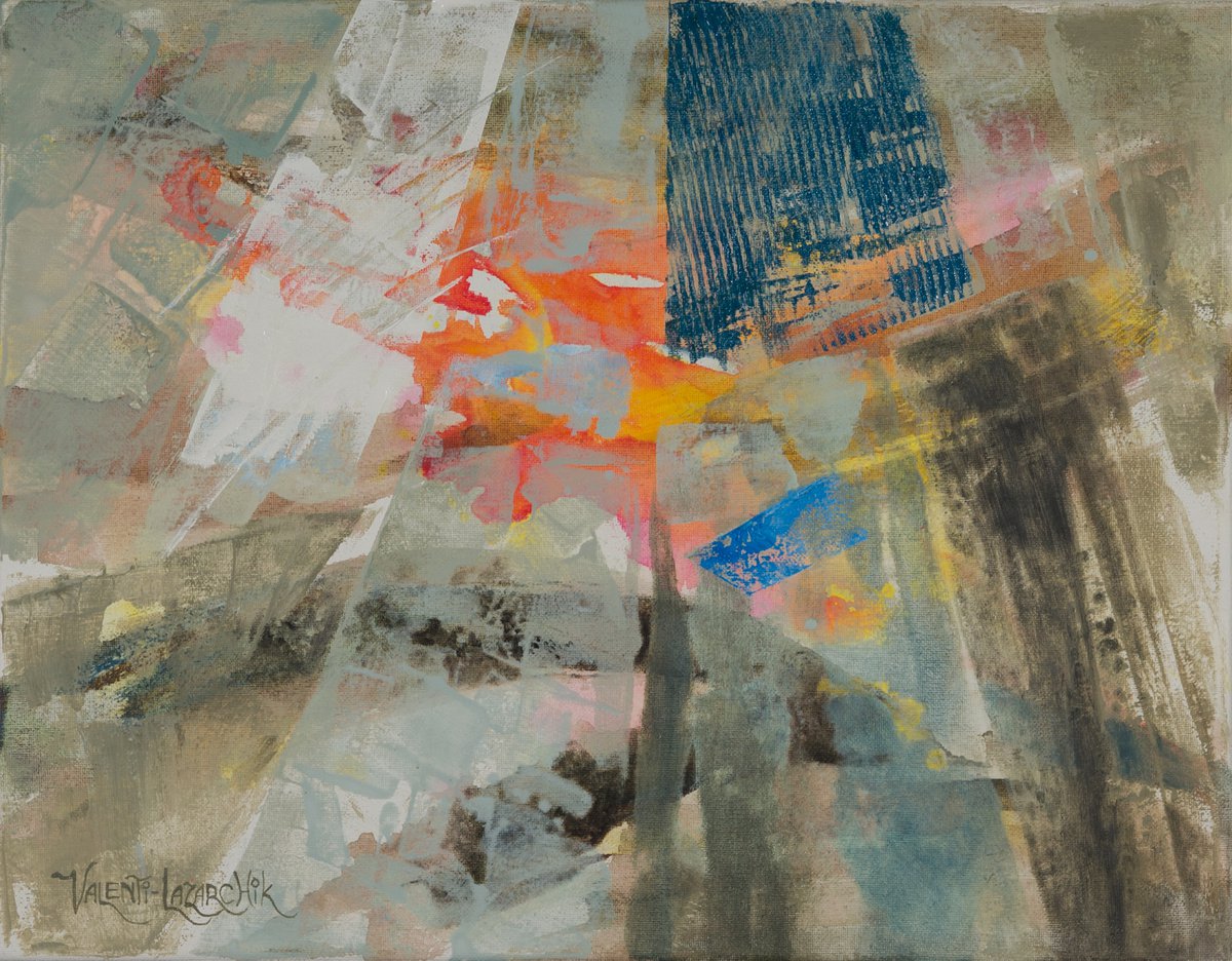 Organic Abstract Painting By Gina Valenti-Lazarchik, 18 X 14, Jericho #1, Original Artwork