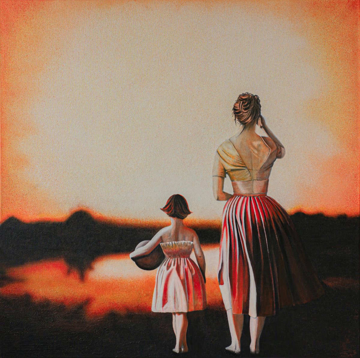 Expressive Landscape Acrylic Painting By Db Waterman, 47 X 47, Heaven Can Wait, Original Artwork