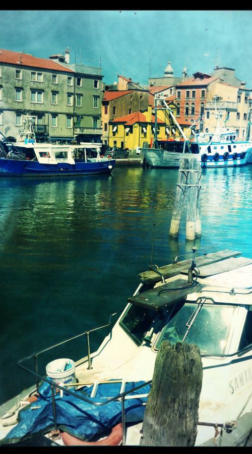 Venice sister town Chioggia in Italy - 60x80x4cm print on canvas 01059m2 READY to HANG by Kuebler