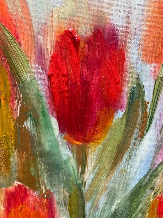 TULIPS BATHING IN THE SUNLIGHT