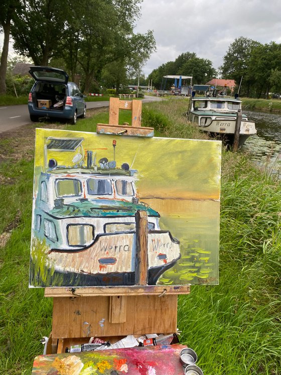 Old Dutch canal boat