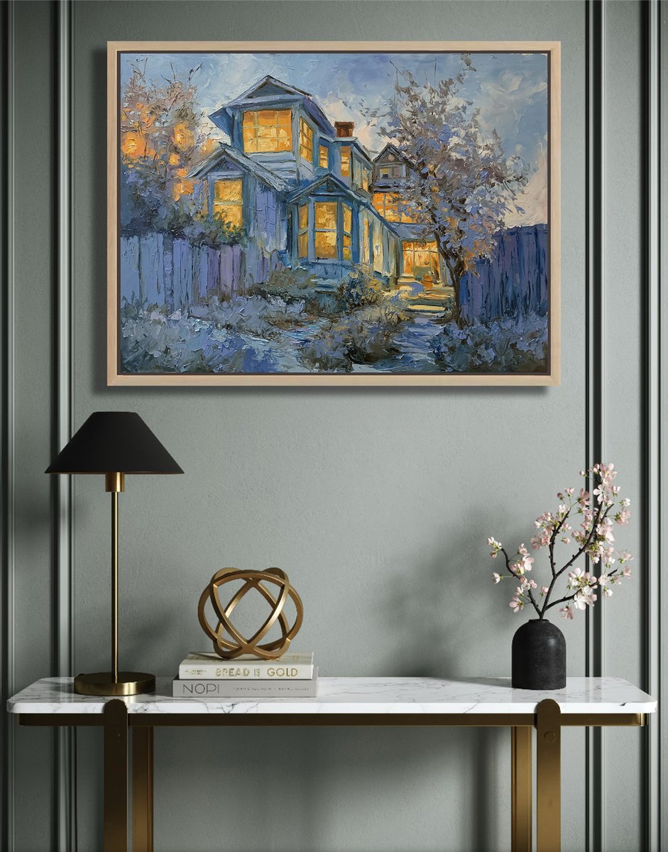 Expressive Landscape Oil Painting By Vita Schagen, 31 X 24", Cozy Whimsical Home., Original Artwork