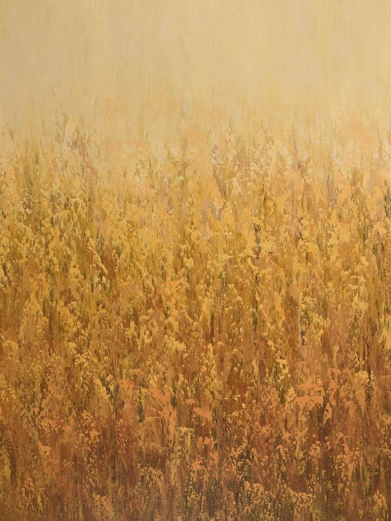Sunlit Field - Modern Textured Wheat Nature Abstract