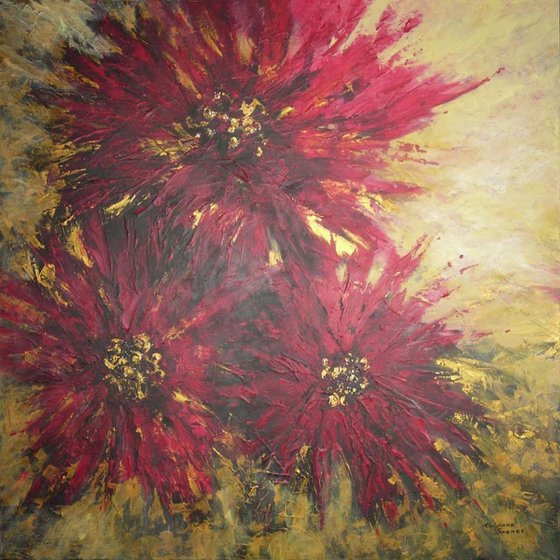 Pink Flowers  (Large, 100x100cm)