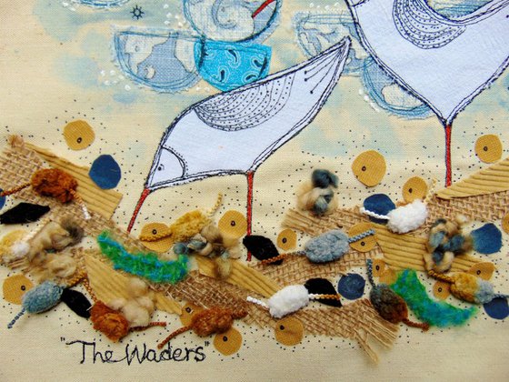 "The Waders" - textile collage